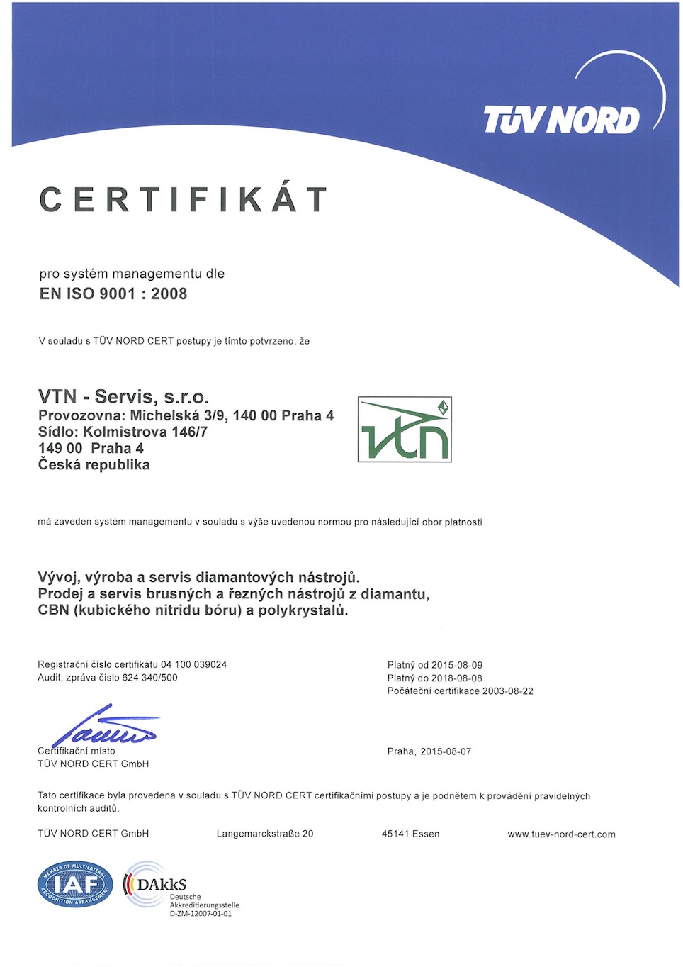 Certifikát iso